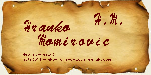 Hranko Momirović vizit kartica
